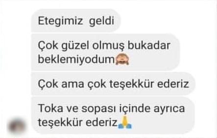 Etegimiz geldi. Çok güzel olmuş bukadar beklemiyodum. Çok ama çok teşekkür ederiz. Toka ve sopası içinde ayrıca teşekkür ederiz.